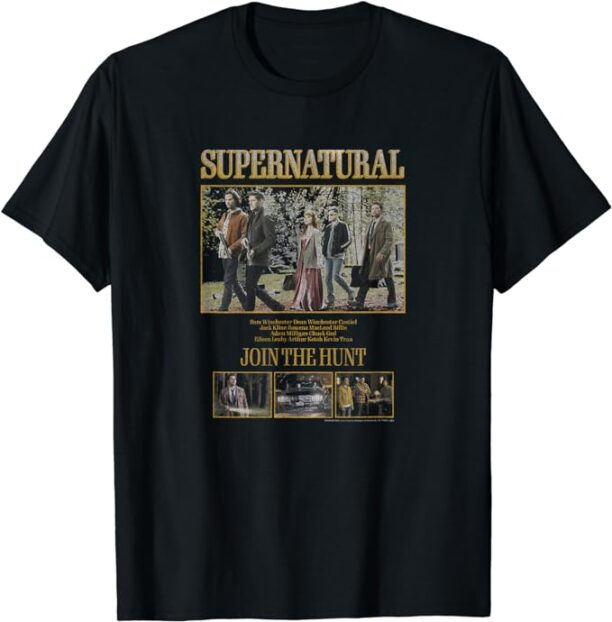 Supernatural Group Shot Boxy Join The Hunt Crew Names T-Shirt