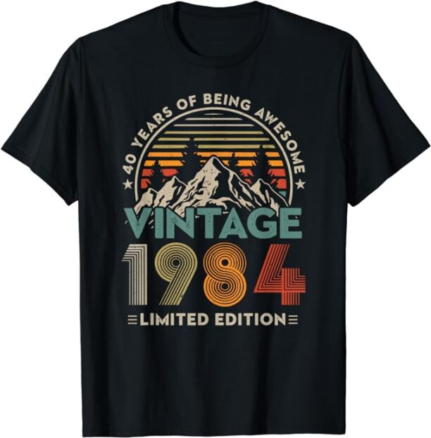 Vintage 40th Birthday Men Women Funny 1984 40 Years Old T-Shirt