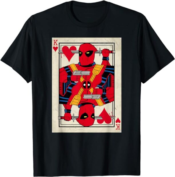 Marvel Deadpool King of Hearts Merc Playing Card T-Shirt