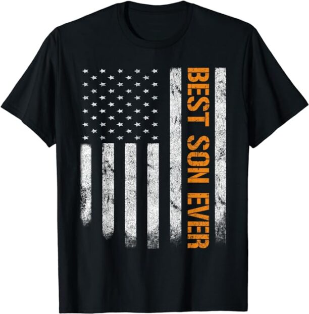 Vintage Best Son Ever American Flag Fathers Day Boy Son T-Shirt