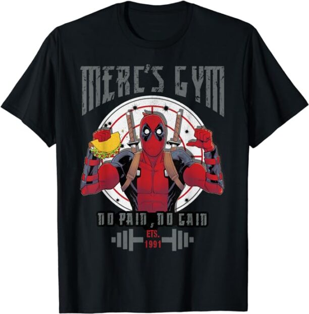 Marvel Deadpool Merc's Gym No Pain No Gain T-Shirt
