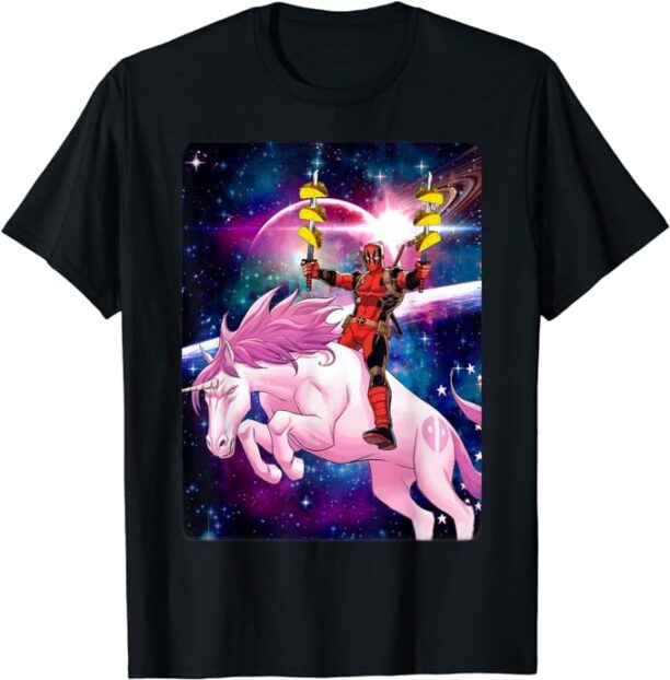 Marvel Deadpool Space Unicorn Tacos Graphic T-Shirt T-Shirt