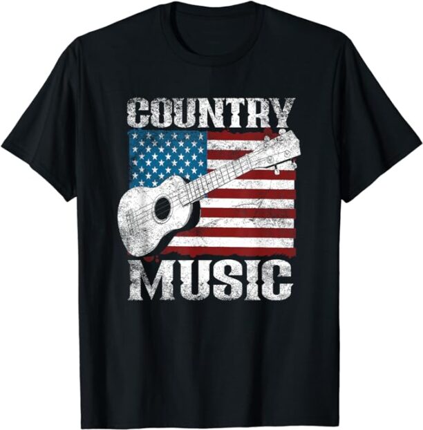 American Flag Guitar Player Funny Country Music Lover T-Shirt