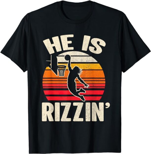 He Is Rizzin Vintage Funny Jesus Basketball Meme T-Shirt