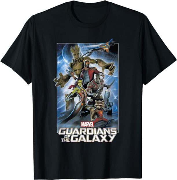 Marvel Guardians of the Galaxy Group Poster Graphic T-Shirt T-Shirt