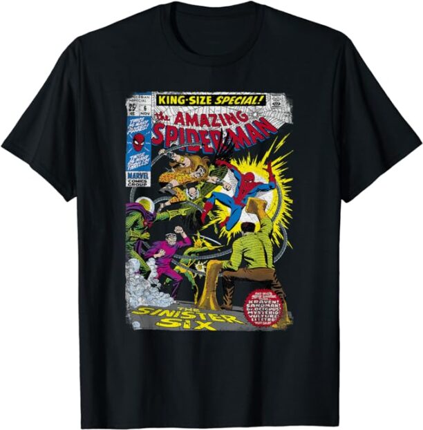 Marvel Spider-Man Sinister Six Villains Comic Cover T-Shirt