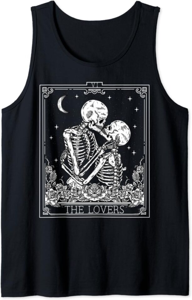 The Lovers Vintage Tarot Card Astrology Goth Halloween Women Tank Top