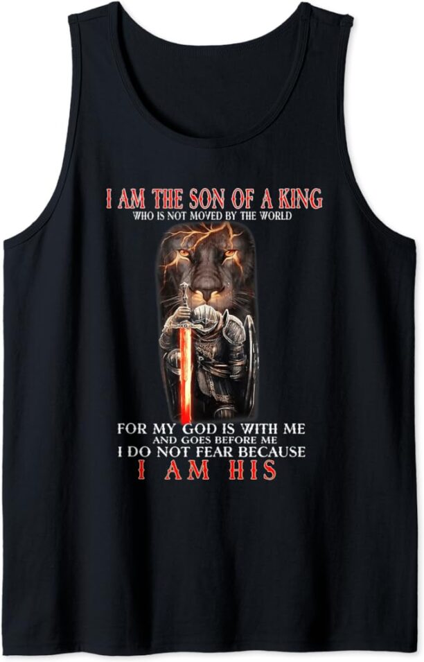 Knight Templar Lion I'm The Son Of King Christian Religious Tank Top