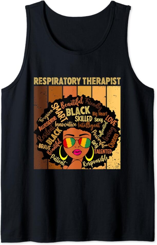 Respiratory Therapist Black History Month Afro African Women Tank Top