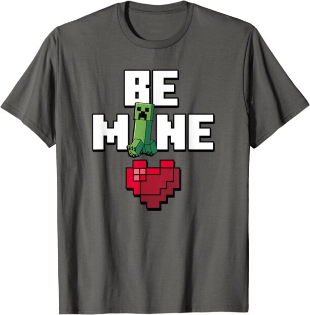 Minecraft Valentine's Day Creeper Be Mine Heart T-Shirt