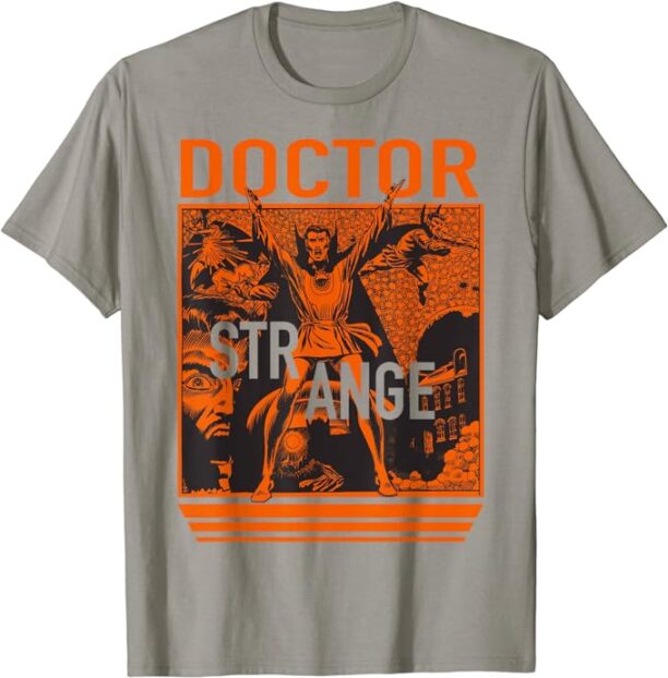 Marvel Doctor Strange Orange Retro Comic Graphic T-Shirt T-Shirt