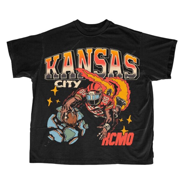 Kansas City Football T Shirt | Kansas City Graphic Bootleg T Shirt | Vintage Kansas City Football