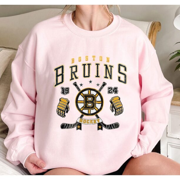 Vintage Boston Bruins Sweatshirt, Boston Bruins Hockey Shirt, Boston Hockey Tshirt, Boston Bruins Hockey College Tee