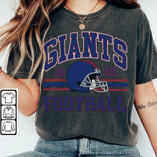 Giants Football Shirt, Shirt Retro Style 90s Vintage Unisex shirt, Graphic Tee Gift For Football Fan Sport