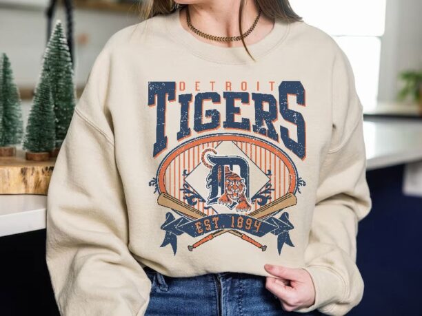 Detroit Baseball Sweatshirt | Vintage Style Detroit Baseball Crewneck Sweatshirt | Detroit EST 1894 Sweatshirt