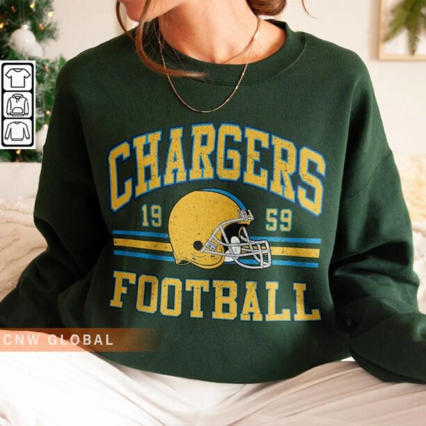 Chargers Football Shirt, Shirt Retro Style 90s Vintage Unisex shirt, Graphic Tee Gift For Football Fan Sport