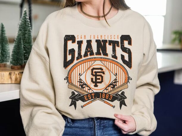 San Francisco Baseball Sweatshirt | Vintage Style San Francisco Baseball Crewneck Sweatshirt