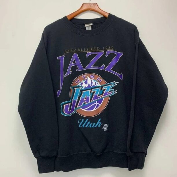 Vintage NBA Jazz Basketball Sweatshirt T-Shirt, Utah Basketball Sweatshirt, NBA All Star Tee, Basketball Tee