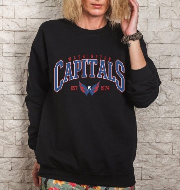 Washington Capitals Sweatshirt, Unisex Hockey Tee, Hockey Fan Sweater, Hockey Hoodie, Vintage Sweatshirt