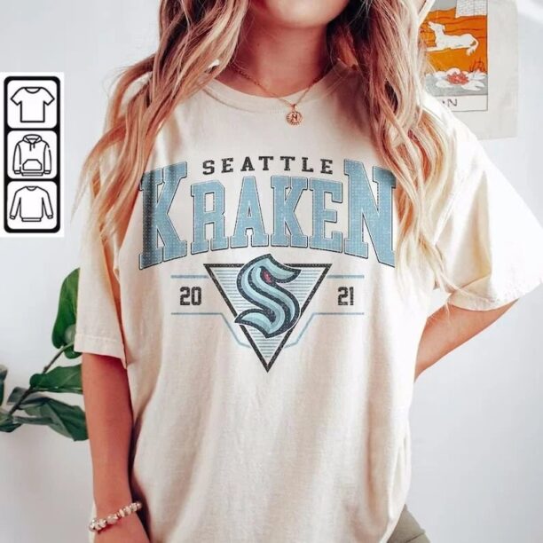 Vintage 90s Seattle Kraken Sweatshirt, Seattle Kraken Unisex t-shirts, long-sleeved t-shirts