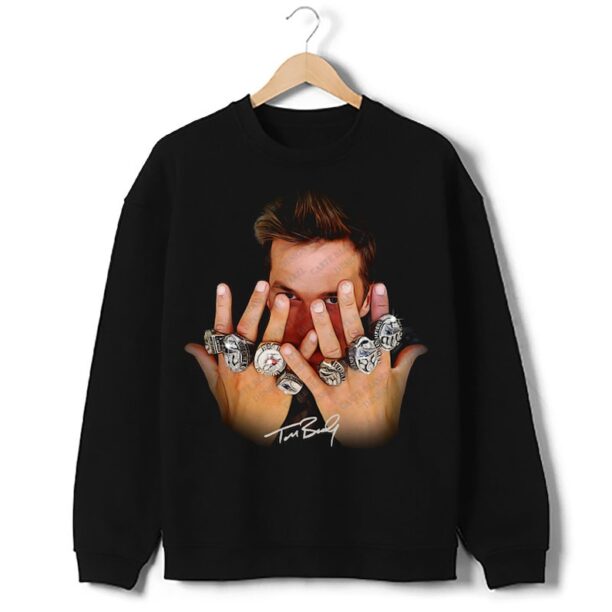 Tom Brady Sweatshirt 7 Rings Greatest Of All Time GOAT Crewneck Sweatshirt