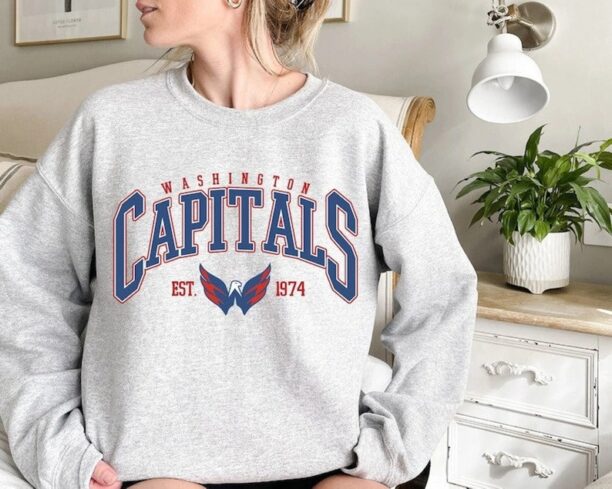 Washington Capitals Sweatshirt, Unisex Hockey Tee, Hockey Fan Sweater, Hockey Hoodie, Vintage Sweatshirt