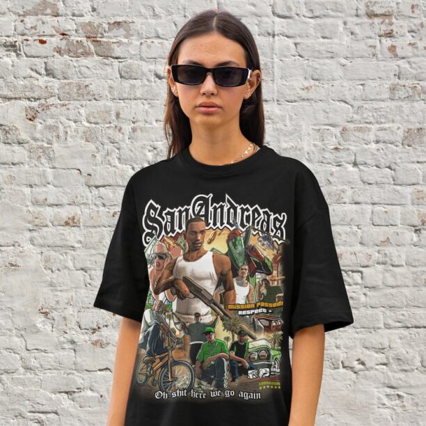 San Andreas T Shirt, Grand Theft Auto Cj, Gamer Gift for Her Him, Y2k Vice City, Playstation Gamer