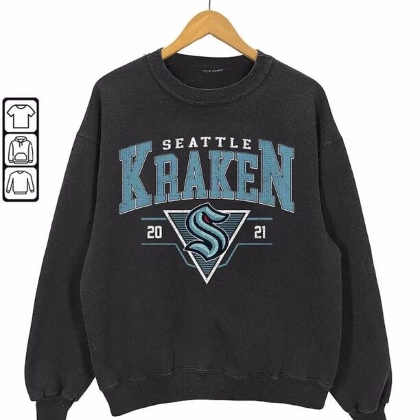 Vintage 90s Seattle Kraken Sweatshirt, Seattle Kraken Unisex t-shirts, long-sleeved t-shirts