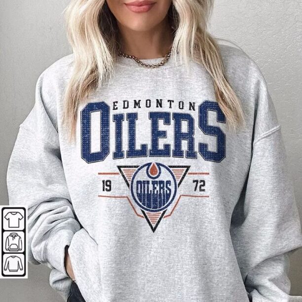 Vintage 90s Edmonton Oilers Sweatshirt, Edmonton Oilers Unisex t-shirts, long-sleeved t-shirts