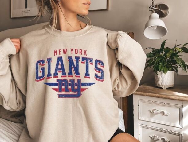 New York Giants Sweatshirt Vintage Women NY Giants Crewneck Men Retro Giants Pullover Distressed Giants Jersey New York