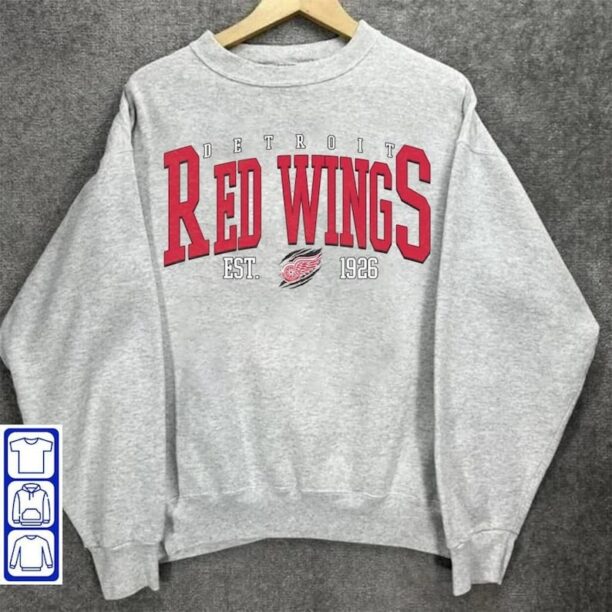 Red Wings Sweatshirt, Detroit Red Wings Sweater, Hockey Sweatshirt, Vintage Sweatshirt, Hockey Fan Shirt