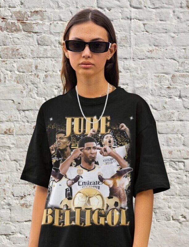 Retro Real Madrid Jude Bellingham Football T-Shirt, Spain Bootleg Retro 90s Fans Shirt, Unisex T-shirt.