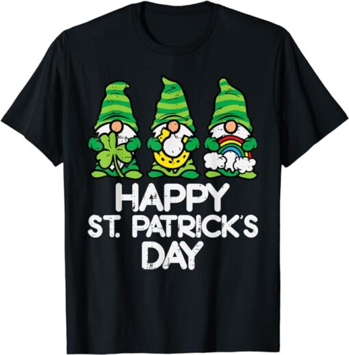 Happy St Patricks Day Gnomes Saint Paddys Pattys Women Kids T-Shirt