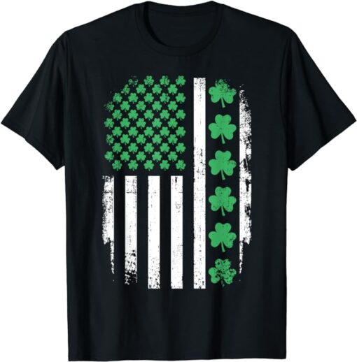 US American flag with shamrocks for St Patricks day T-Shirt