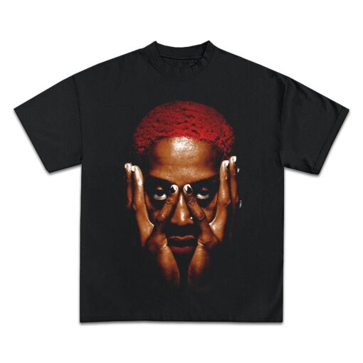 DENNIS RODMAN T-SHIRT | Red Rare Homage Vintage Rap Tee Hip Hop Style | Chicago Bulls Scottie Pippen The Last Dance |