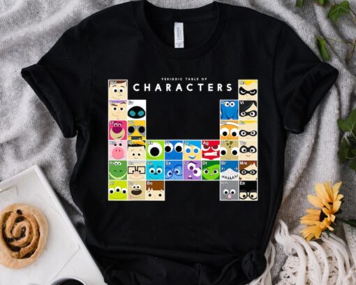 Disney Pixar Movie All Characters Periodic Table Graphic Shirt