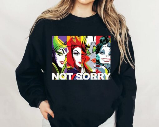 Disney Villains Baddies Ursula Cruella Evil Queen Not Sorry T-Shirt