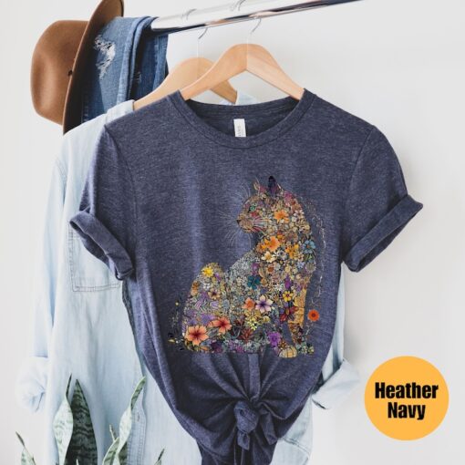 Cat Mom Shirt Floral Cat Shirt Purr Shirt Cat Mom Floral Cat Tee Cat