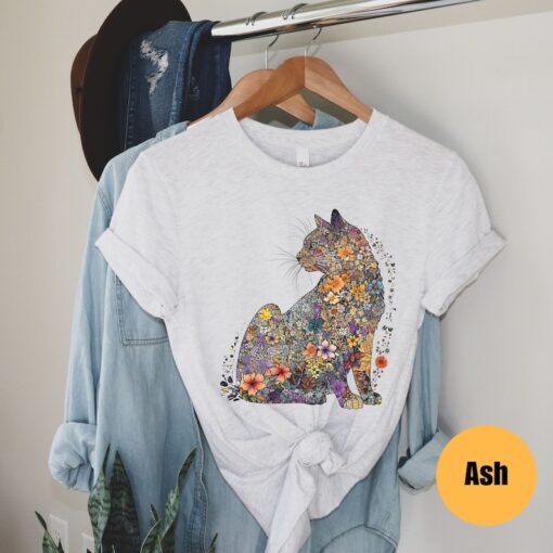 Cat Mom Shirt Floral Cat Shirt Purr Shirt Cat Mom Floral Cat Tee Cat