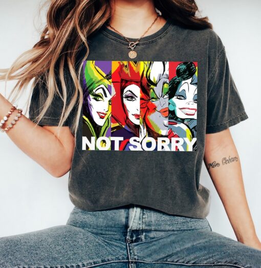 Disney Villains Baddies Ursula Cruella Evil Queen Not Sorry T-Shirt