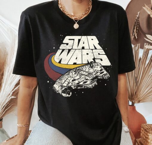 Star Wars Falcon Ship Three Stripes Graphic T-Shirt