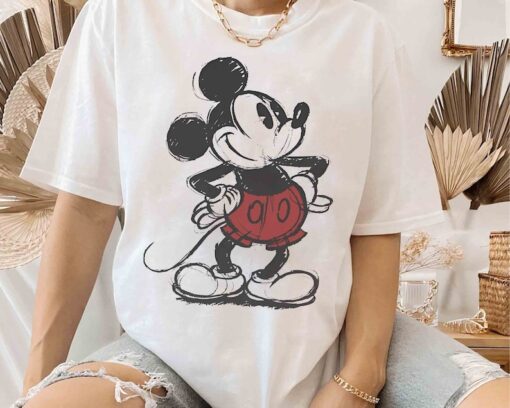 Cute Disney Mickey Mouse Pose Classic Sketch Shirt