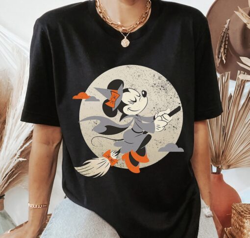 Disney Minnie Mouse Flying Witch Costume Halloween T-Shirt