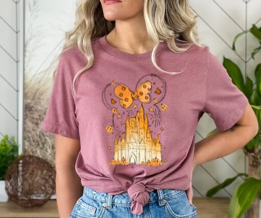 Fall Watercolor Castle and Minnie Pumpkins Shirt, Disney Fall Shirt