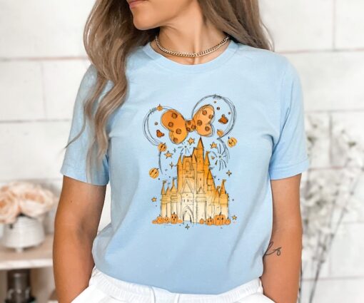 Fall Watercolor Castle and Minnie Pumpkins Shirt, Disney Fall Shirt