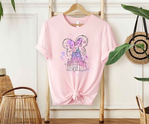 Disney Watercolor Castle T-Shirt, Mickey ears castle Shirt