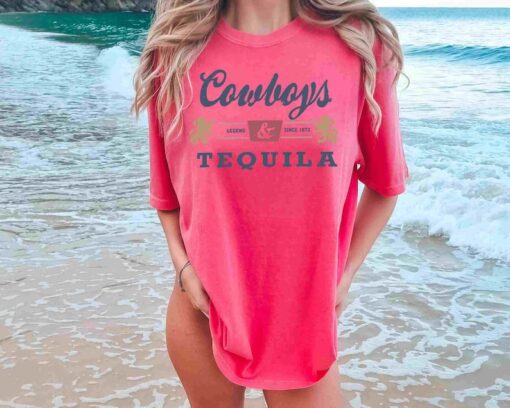 Comfort Colors® Cowboys and Tequila, Trendy Tshirt. Oversized Tshirt