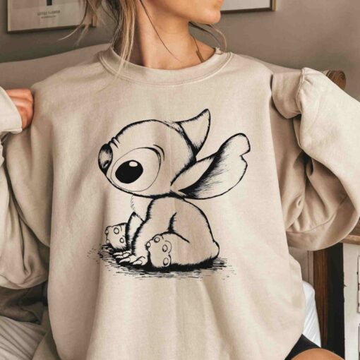 Disney Stitch Sketch Portrait Sweatshirt, Cute Lilo and Stitch Hoodie