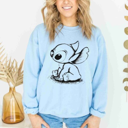 Disney Stitch Sketch Portrait Sweatshirt, Cute Lilo and Stitch Hoodie