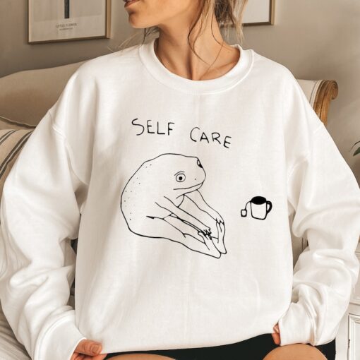 Funny Frog Self Care Sweatshirt Funny Frog Self Care Retro Hoodie